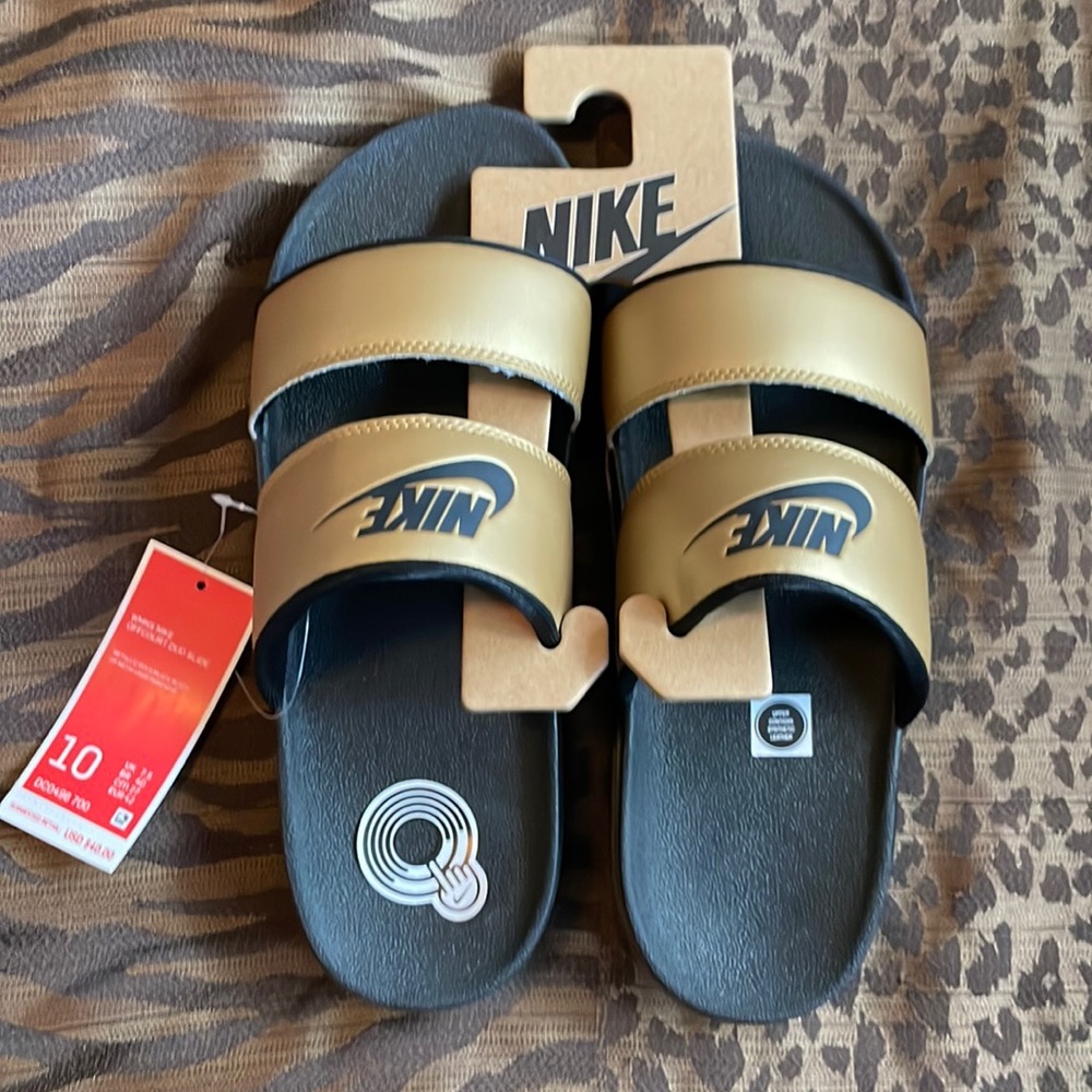 Gold And Black Nike Slides